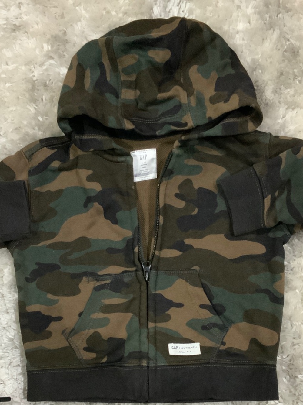 GAP Kids Camo Zip Hoodie - Green/Brown/Black